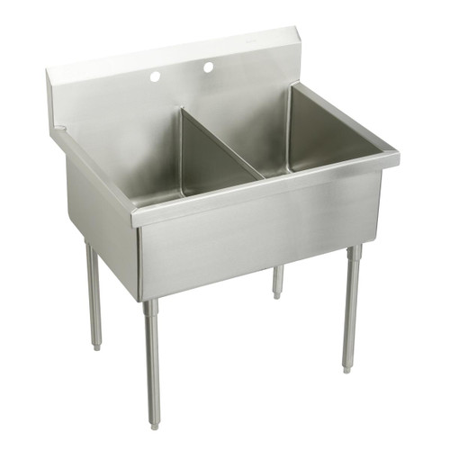 Elkay Weldbilt Stainless Steel 45" x 27-1/2" x 14" Floor Mount, Double Compartment Scullery Sink - WNSF82422