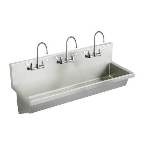ELKAY  EWMA6020C Stainless Steel 60" x 20" x 8", Wall Hung Multiple Station Hand Wash Sink Kit