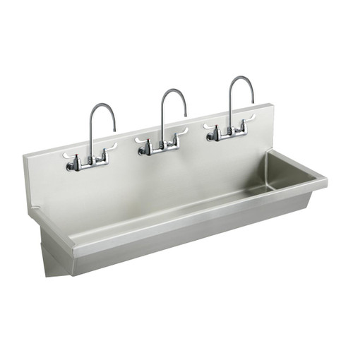 Elkay Stainless Steel 60" x 20" x 8", Wall Hung Multiple Station Hand Wash Sink Kit - EWMA6020C