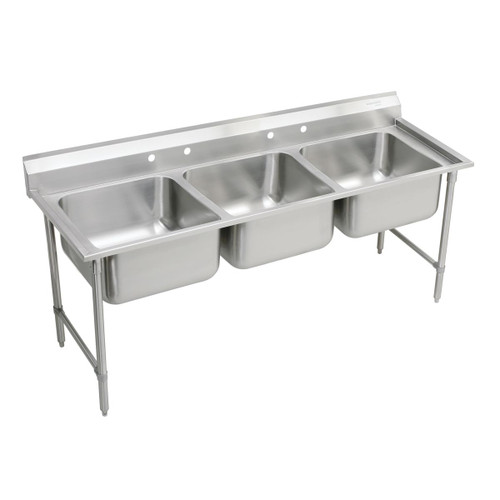 Elkay Rigidbilt Stainless Steel 85-1/2" x 29-3/4" x 12-3/4", Floor Mount, Triple Compartment Scullery Sink - RNSF83724