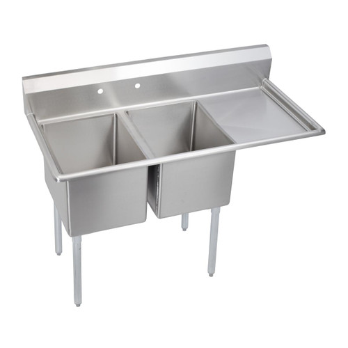 ELKAY  E2C16X20-R-18X Dependabilt Stainless Steel 54-1/2" x 25-13/16" x 43-3/4" 18 Gauge Two Compartment Sink w/ 18" Right Drainboard and Stainless Steel Legs