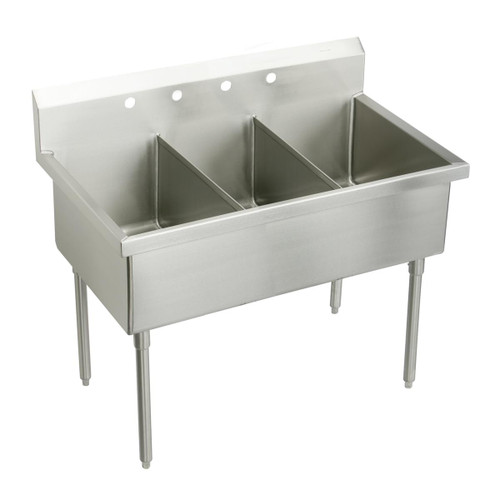 Elkay Sturdibilt Stainless Steel 57" x 27-1/2" x 14" Floor Mount, Triple Compartment Scullery Sink - SS83546