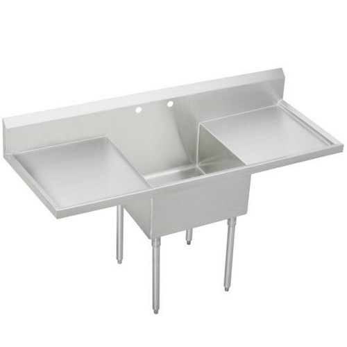 Elkay Weldbilt Stainless Steel 72" x 27-1/2" x 14" Floor Mount, Single Compartment Scullery Sink with Drainboard - WNSF8124LR2