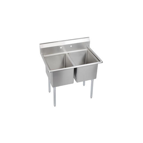Elkay Dependabilt Stainless Steel 47" x 25-13/16" x 43-3/4" 18 Gauge Two Compartment Sink with Stainless Steel Legs - E2C20X20-0X