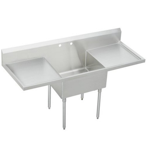 Elkay Weldbilt Stainless Steel 84" x 27-1/2" x 14" Floor Mount, Single Compartment Scullery Sink with Drainboard - WNSF8136LR2