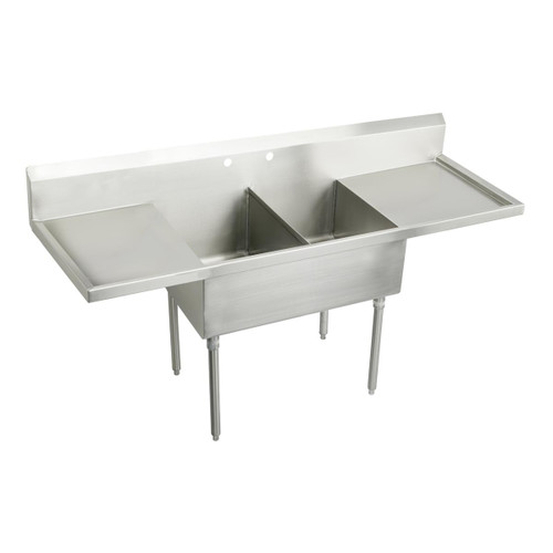 ELKAY  SS8230LR2 Sturdibilt Stainless Steel 78" 27-1/2" x 14" Floor Mount, Double Compartment Scullery Sink with Drainboard