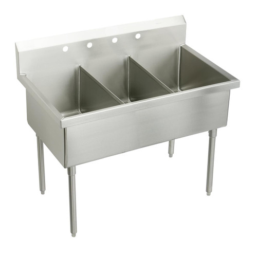 Elkay Sturdibilt Stainless Steel 75" x 27-1/2" x 14" Floor Mount, Triple Compartment Scullery Sink - SS83724