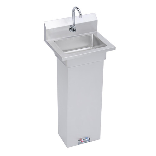 Elkay Stainless Steel 18" x 14-1/2" x 42" 18 Gauge Hand Sink with Pedestal Base Foot Valve and Faucet - EHS-18-PEDX