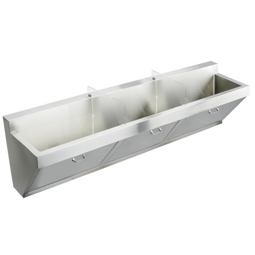 Elkay Stainless Steel 90" x 23" x 26", Wall Hung Triple Station Surgeon Scrub Sink - EWSF390260