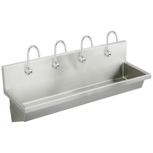Elkay Stainless Steel 96" x 20" x 8", Wall Hung Multiple Station Hand Wash Sink Kit - EWMA9620SACC