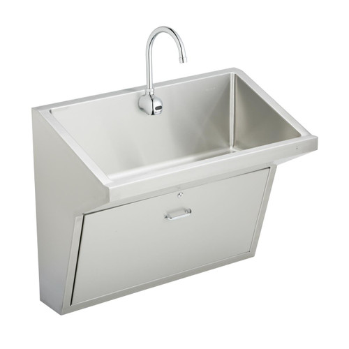 Elkay Stainless Steel 33" x 16-13/16" x 30", Wall Hung Single Station Surgeon Scrub Sink Kit - EWSFAD13620SACC