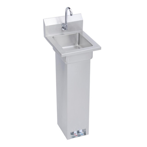 Elkay Stainless Steel 14" x 16-1/2" x 42" 18 Gauge Hand Sink with Pedestal Base Foot Valve and Faucet - EHS-14-PEDX