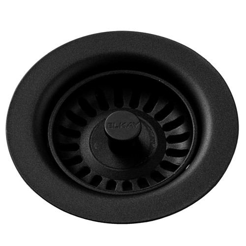 Elkay Polymer Drain Fitting with Removable Basket Strainer and Rubber Stopper -Black - LKQS35BK