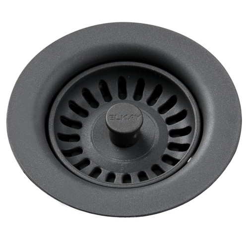 Elkay Polymer Drain Fitting with Removable Basket Strainer and Rubber Stopper -Charcoal - LKQS35CH