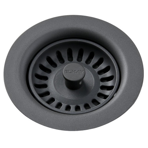 Elkay Polymer Drain Fitting with Removable Basket Strainer and Rubber Stopper -Dusk Gray - LKQS35GY