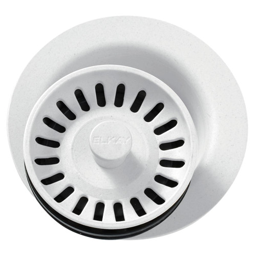 Elkay Polymer 3-1/2" Disposer Flange with Removable Basket Strainer and Rubber Stopper -White - LKQD35WH