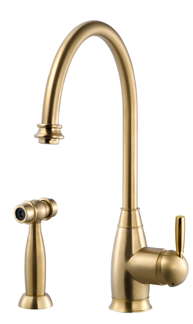 HamatUSA  EXSH-4000 BB Traditional Brass Single Lever Faucet with Side Spray in Brushed Brass