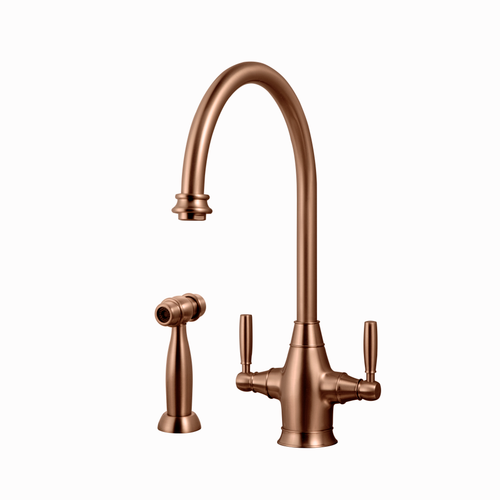 HamatUSA  EXDH-4000 AB Traditional Brass Faucet with Side Spray in Antique Brass