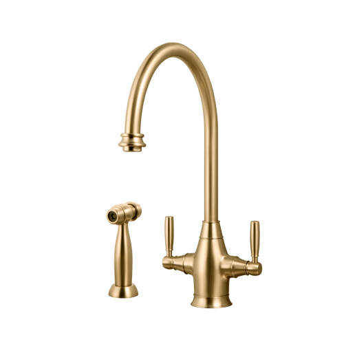 HamatUSA  EXDH-4000 BB Traditional Brass Faucet with Side Spray in Brushed Brass