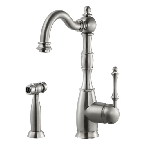 HamatUSA  NOSP-4000 BN Traditional Brass Single Lever Faucet with Side Spray in Brushed Nickel