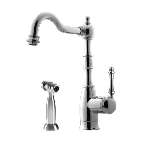 HamatUSA  NOSP-4000 PC Traditional Brass Single Lever Faucet with Side Spray in Polished Chrome