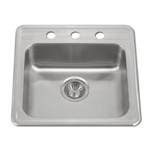 HamatUSA  TADA-1919ST-5.5-3-1 ADA Topmount Stainless Steel 3-hole Sink - 19 1/2 x 19 inches