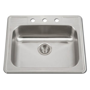 HamatUSA ADA Topmount Stainless Steel 3-hole Sink - 25 x 22 inches - TADA-2522ST-5.5-3-1