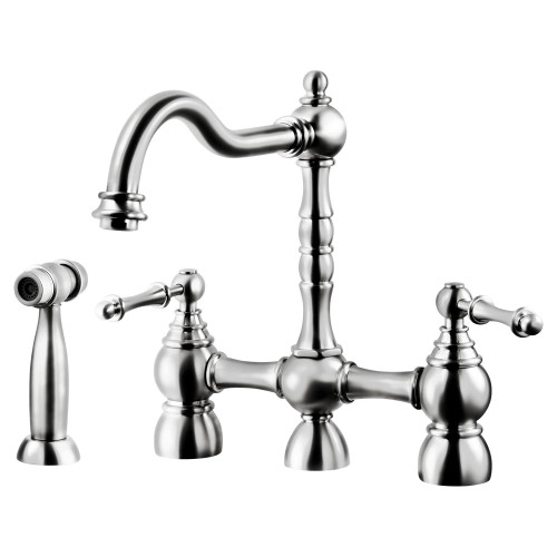 HamatUSA  NOBS-4000 PC Two Handle Bridge Faucet with Side Spray in Polished Chrome