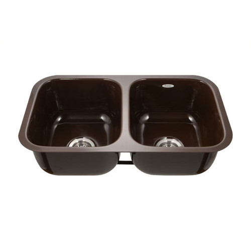 HamatUSA  CER-3018D-ES Enamel Steel Undermount Large Double Bowl Kitchen Sink, Espresso