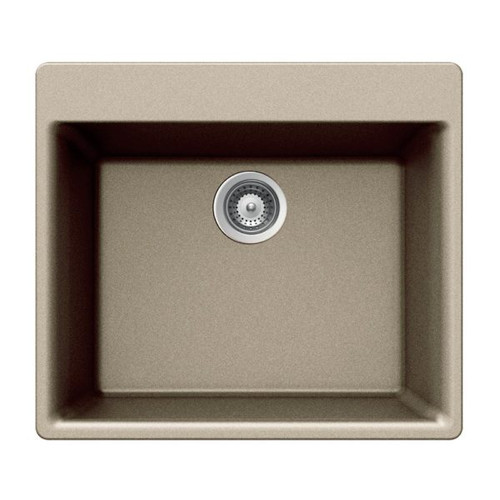HamatUSA Topmount Single Bowl Granite Kitchen Sink, Taupe - 23 5/8 x 20 inches - SIO-2420ST-TA
