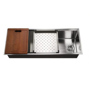 HamatUSA Dual Level Undermount 16GA Stainless Steel Single Bowl Sink with Sliding Platform - 45 x 17 13/16 inches - REN-16-4518S