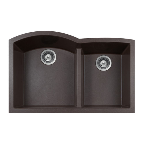 HamatUSA Undermount Double Bowl Granite Kitchen Sink, Mocha - 33 x 20 6/8 inches - SIO-3321DAUR-MO