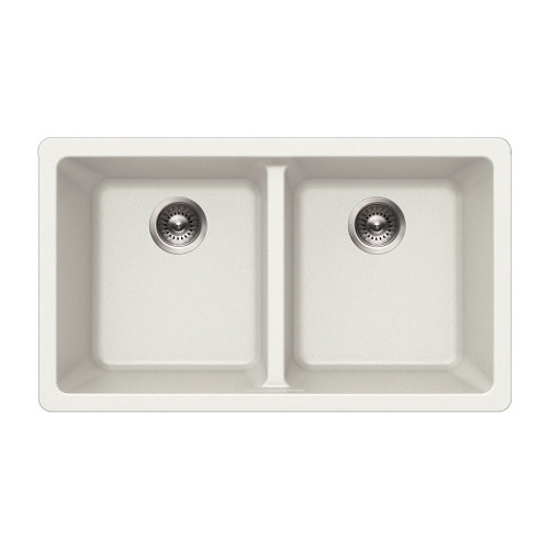 HamatUSA  SIO-2917DU-WH Granite Undermount 50/50 Double Bowl Kitchen Sink, White