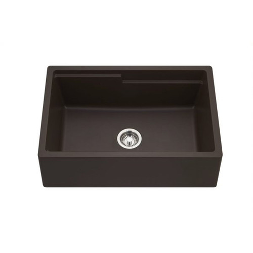HamatUSA Granite Apron-Front Undermount Workstation Kitchen Sink, Mocha - 33 x 20 inches - SIO-3320SAW-MO