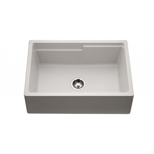 HamatUSA SIO-3320SAW-WH Granite Apron-Front Undermount Workstation Kitchen Sink, White - 33 x 20 inches