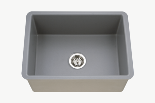 HamatUSA  CHE-2619SU-MG Undermount Fireclay Single Bowl Kitchen Sink, Matte Grey