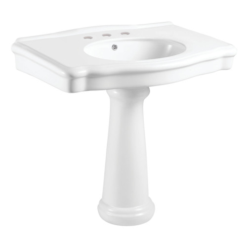 Kingston Brass  Fauceture VPB3538 Sovereign 35" Ceramic Pedestal Sink (8-Inch, 3 Hole), - Glossy White