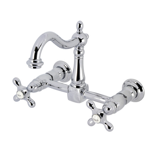 Kingston Brass KS1261AX Heritage Two-Handle Wall Mount Kitchen Faucet, - Polished Chrome