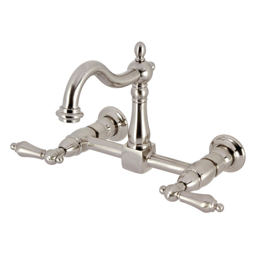 Kingston Brass KS1268AL Heritage Two-Handle Wall Mount Kitchen Faucet, - Brushed Nickel