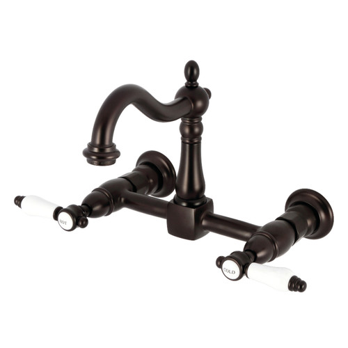 Kingston Brass KS1265BPL Bel-Air Two-Handle Wall Mount Kitchen Faucet, - Oil Rubbed Bronze