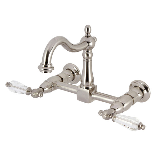 Kingston Brass KS1268WLL Willshire Two-Handle Wall Mount Kitchen Faucet, - Brushed Nickel