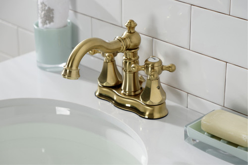 Kingston Brass FSC1603BX Metropolitan 4 in. Centerset Bathroom Faucet with Brass Pop-Up, - Brushed Brass