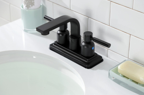 Kingston Brass KB8460DL Concord 4 in. Centerset Bathroom Faucet with Push Pop-Up, - Matte Black