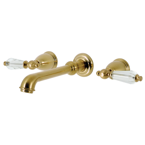 Kingston Brass Wilshire Two Handle Wall Mount Bathroom Faucet, Brushed Brass - KS7127WLL