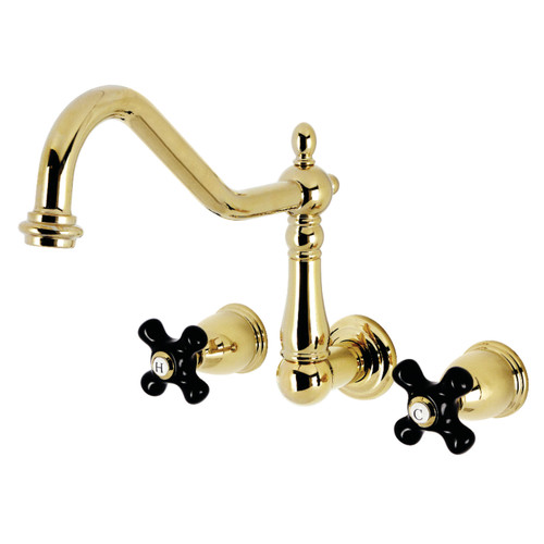 Kingston Brass KS1282PKX Duchess Two-Handle Wall Mount Kithen Faucet, - Polished Brass