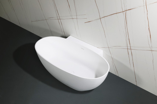 Kingston Brass Aqua Eden VRTRS633522 Acrticstone 63-Inch Solid Surface Freestanding Tub with Drain, - Matte White