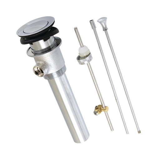 Kingston Brass KBT2121 Brass Pop-Up Drain with Overflow and Extra Long Pop-Up rod, 22 Gauge, - Polished Chrome