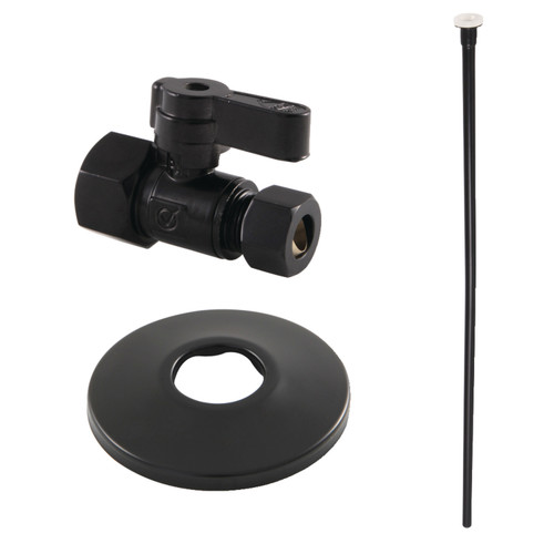 Kingston Brass KF43150TKF20 Toilet Supply Kit, 1/2" FIP x 3/8" OD Comp Straight Valve, - Matte Black