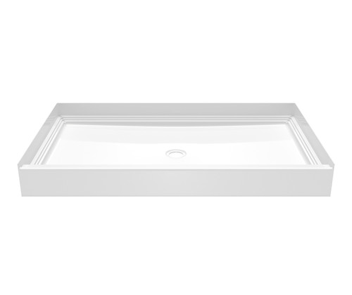 Swanstone 60" x 34" x 6" Solid Surface Alcove Shower Pan with Center Drain in White - VP6034CPAN.010