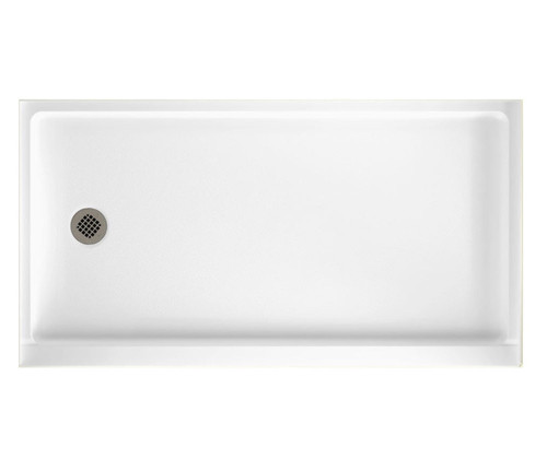 Swanstone 32 x 60 Alcove Shower Pan with Left Hand Drain in White - SR03260LM.010